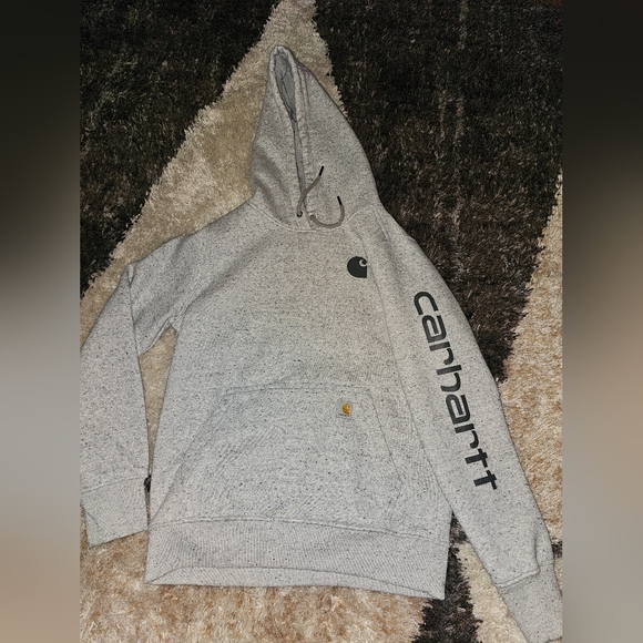 Carhartt Gray Hoodie with Logo Womens Size Small - Picture 1 of 9